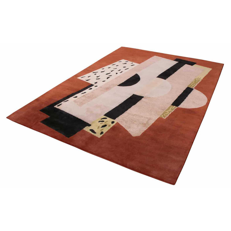 Nazmiyal Collection Geometric Brown Background Mid Century Modern Rug